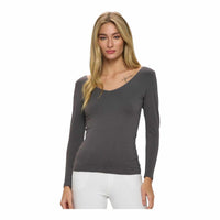 Seamless Reversible V Neck Long Sleeve Top - Plus