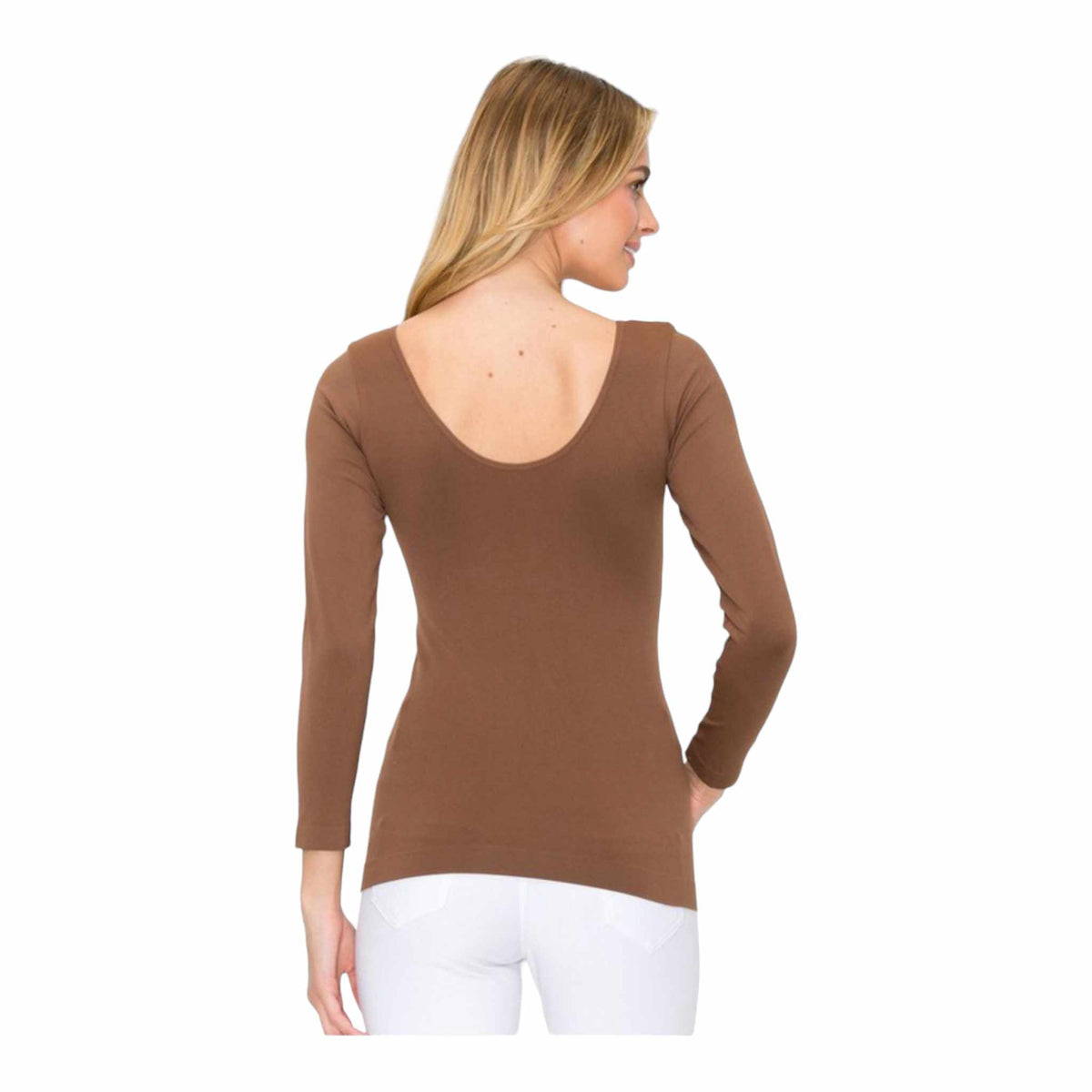 Seamless Reversible V Neck Long Sleeve Top - Plus