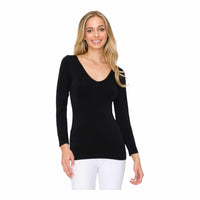 Seamless Reversible V Neck Long Sleeve Top - Plus