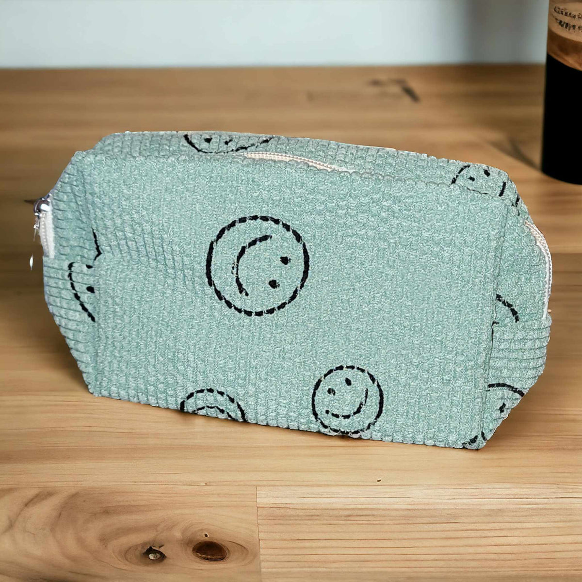 Smiley Corduroy Cosmetic Pouch