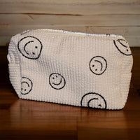 Smiley Corduroy Cosmetic Pouch