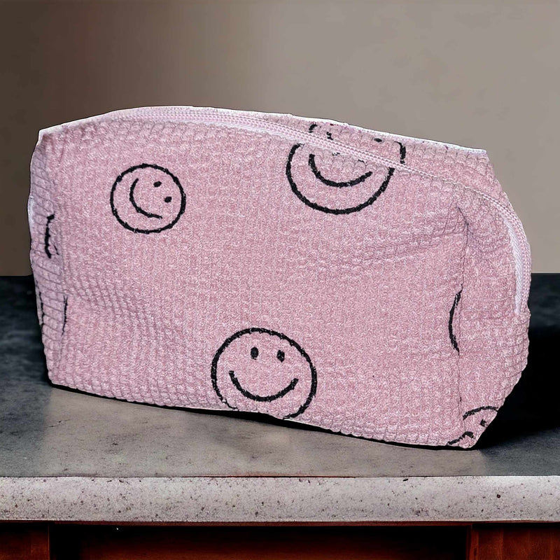 Smiley Corduroy Cosmetic Pouch