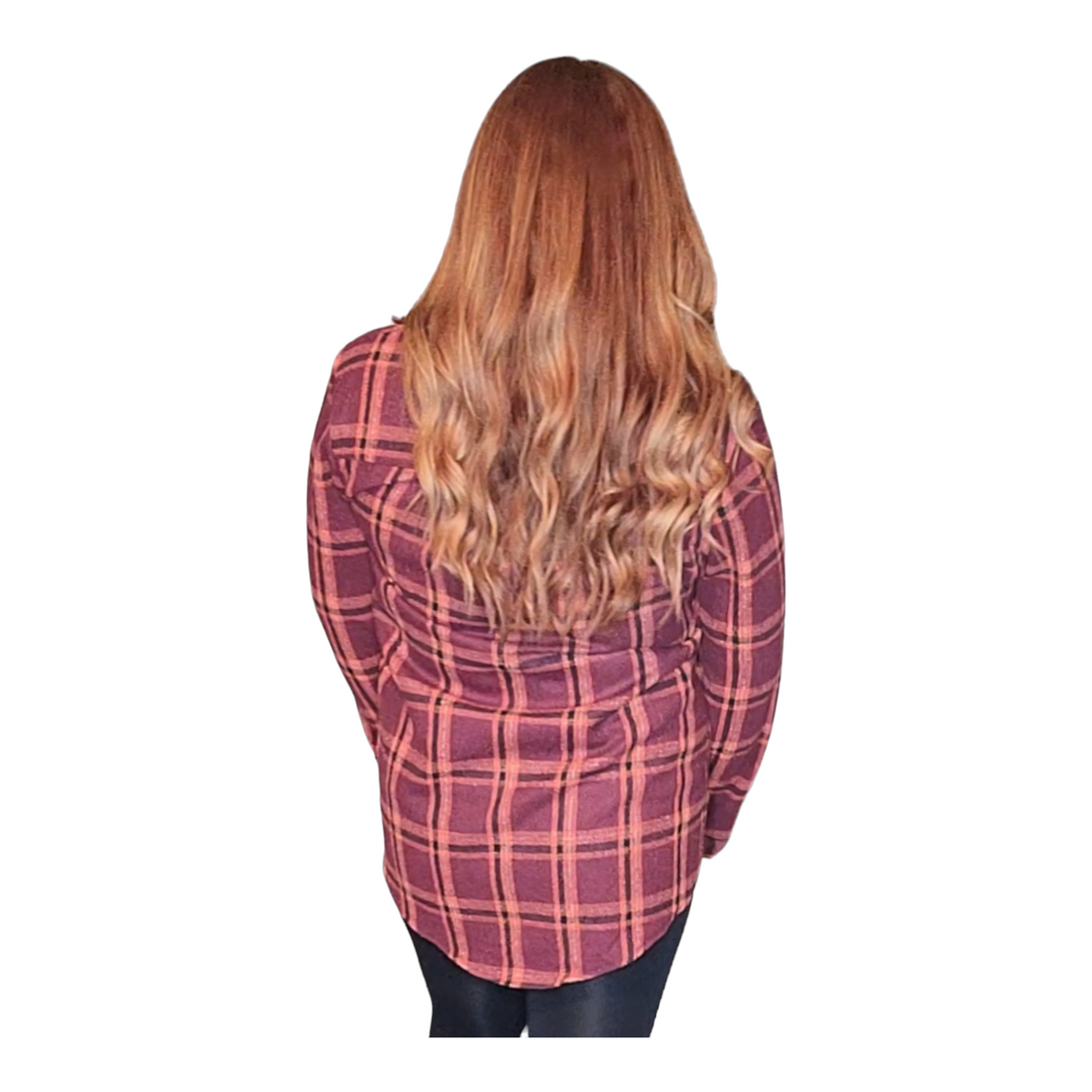 Button Down Flannel - Maroon/Orange