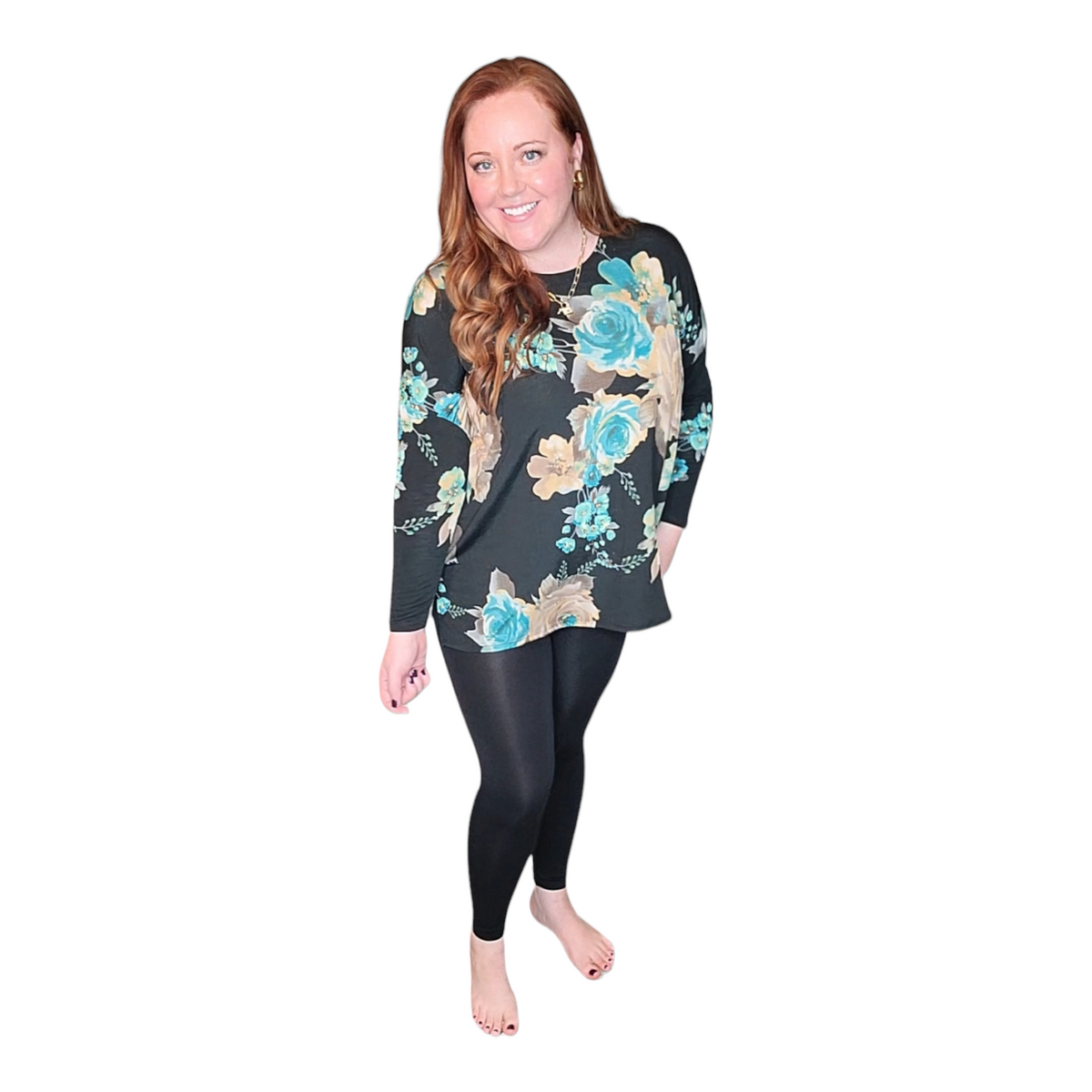 Long Sleeve Floral Dreams Top - Black