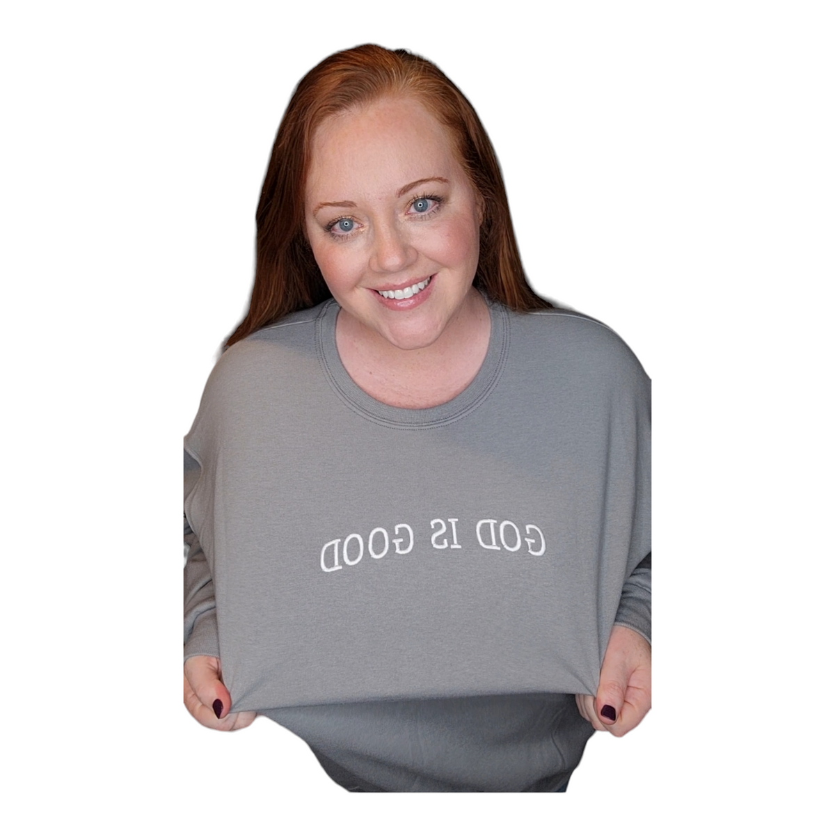 Embroidered God Is Good Sweatshirt - Rock