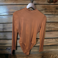 Mock Neck Long Sleeve Bodysuit - Clay