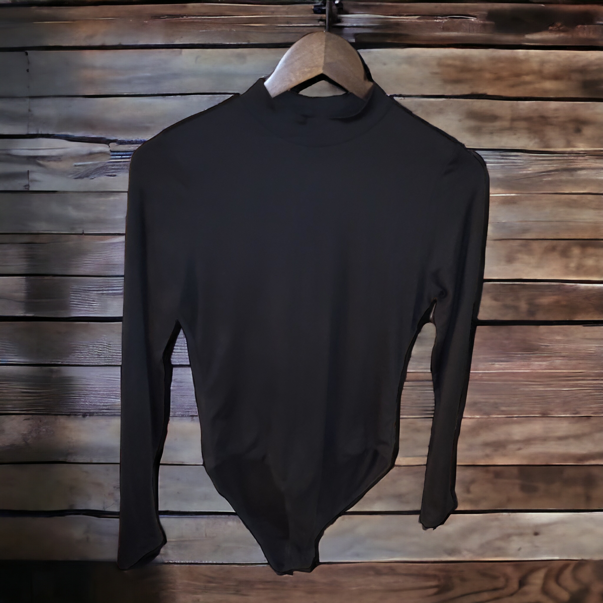 Mock Neck Long Sleeve Bodysuit - Black