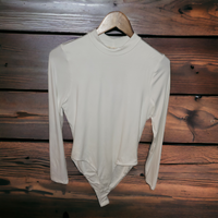 Mock Neck Long Sleeve Bodysuit - White