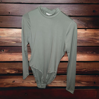 Mock Neck Long Sleeve Bodysuit - Dusty Olive